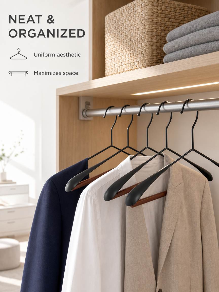 Non-Slip Mark-Free Anti-Bulge Beech Wood Hanger