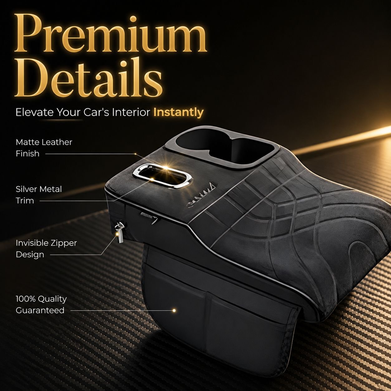 Universal Car Armrest Center Console Protector with Tissue Box and Cup Holder
