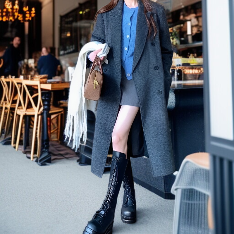 기모 도톰 하프 루즈핏 모직 코트 겨울 모직 코트