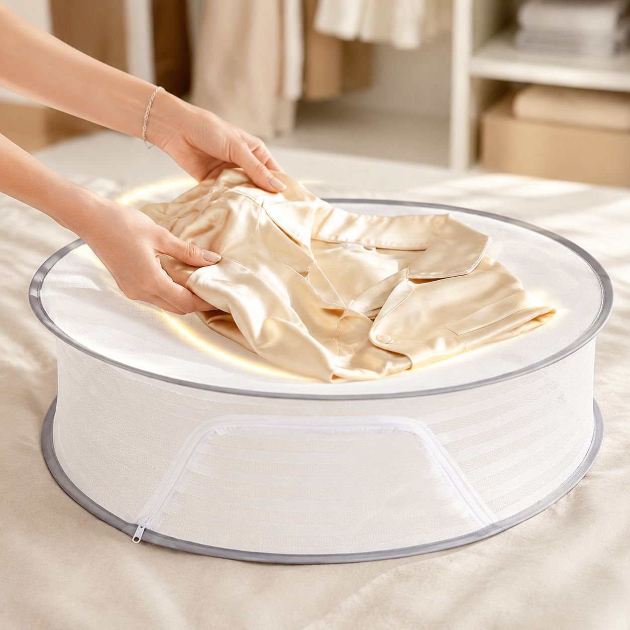 Heavy-duty mesh laundry drying net for wind protection