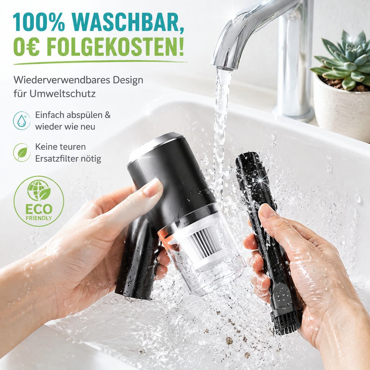 Tragbarer kabelloser Auto-Staubsauger, innovatives Saugkraft-Design