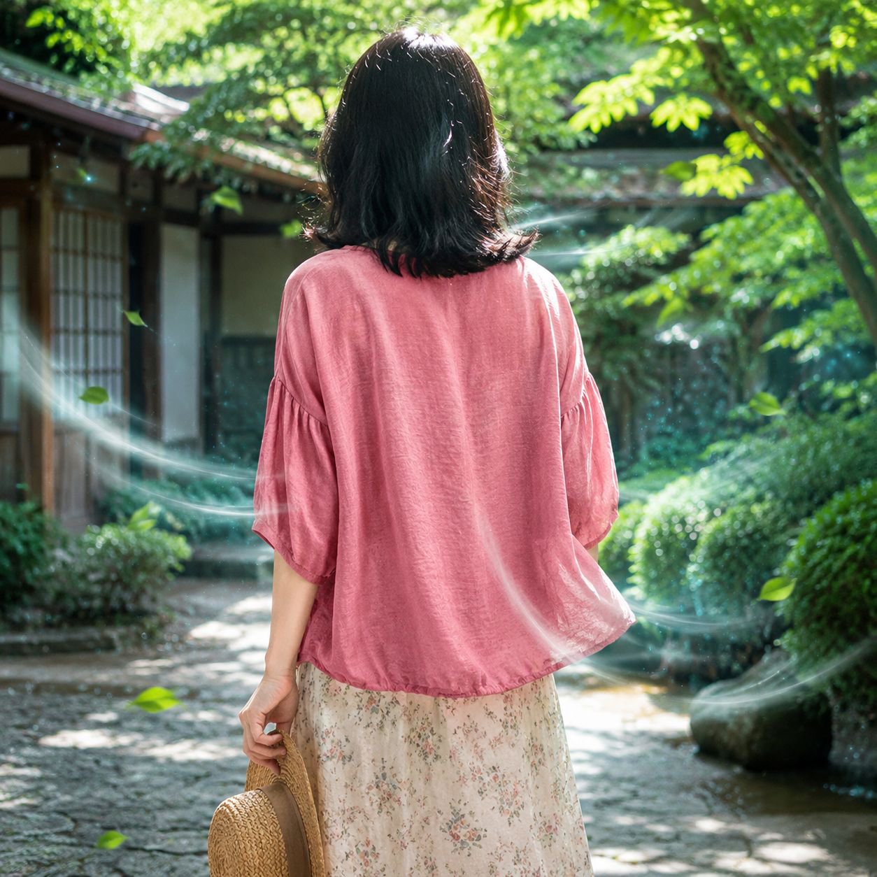 涼しいリネン素材のレディースTシャツ