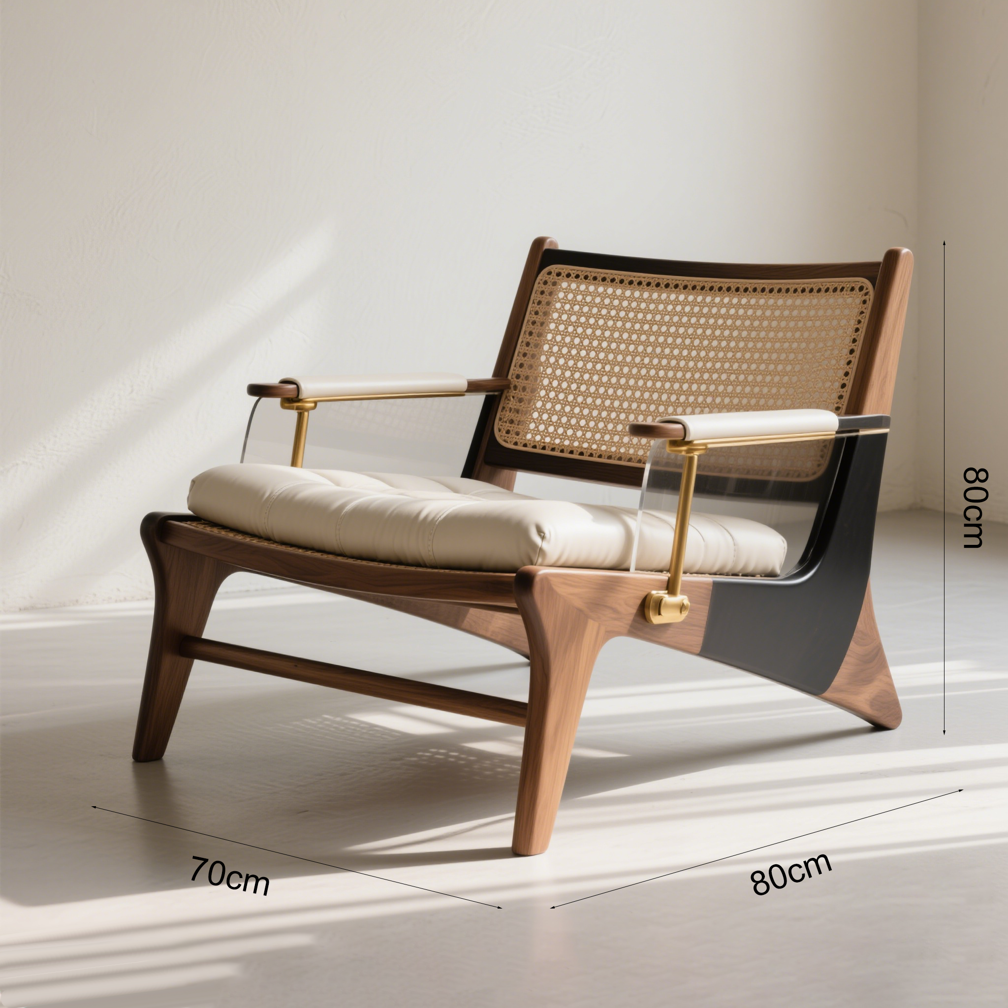 เก้าอี้ไม้หวายมีที่เท้าแขนแข็งแรงทนทาน