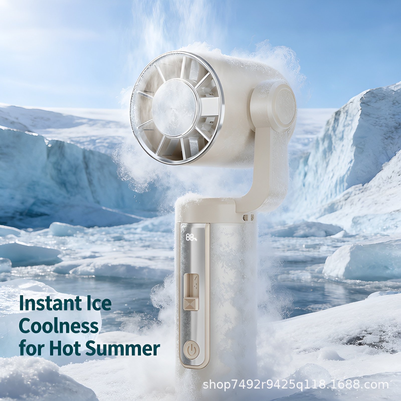 Ventilador portátil de mano, potente aire frío, enfriamiento instantáneo