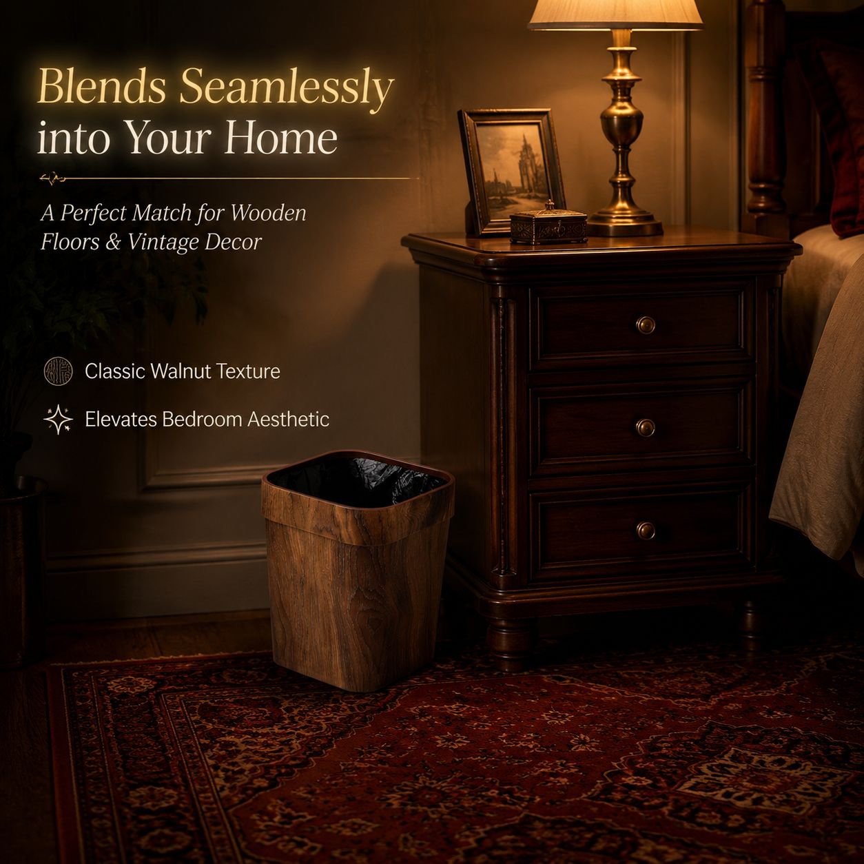 Wood Grain Household Trash Can
