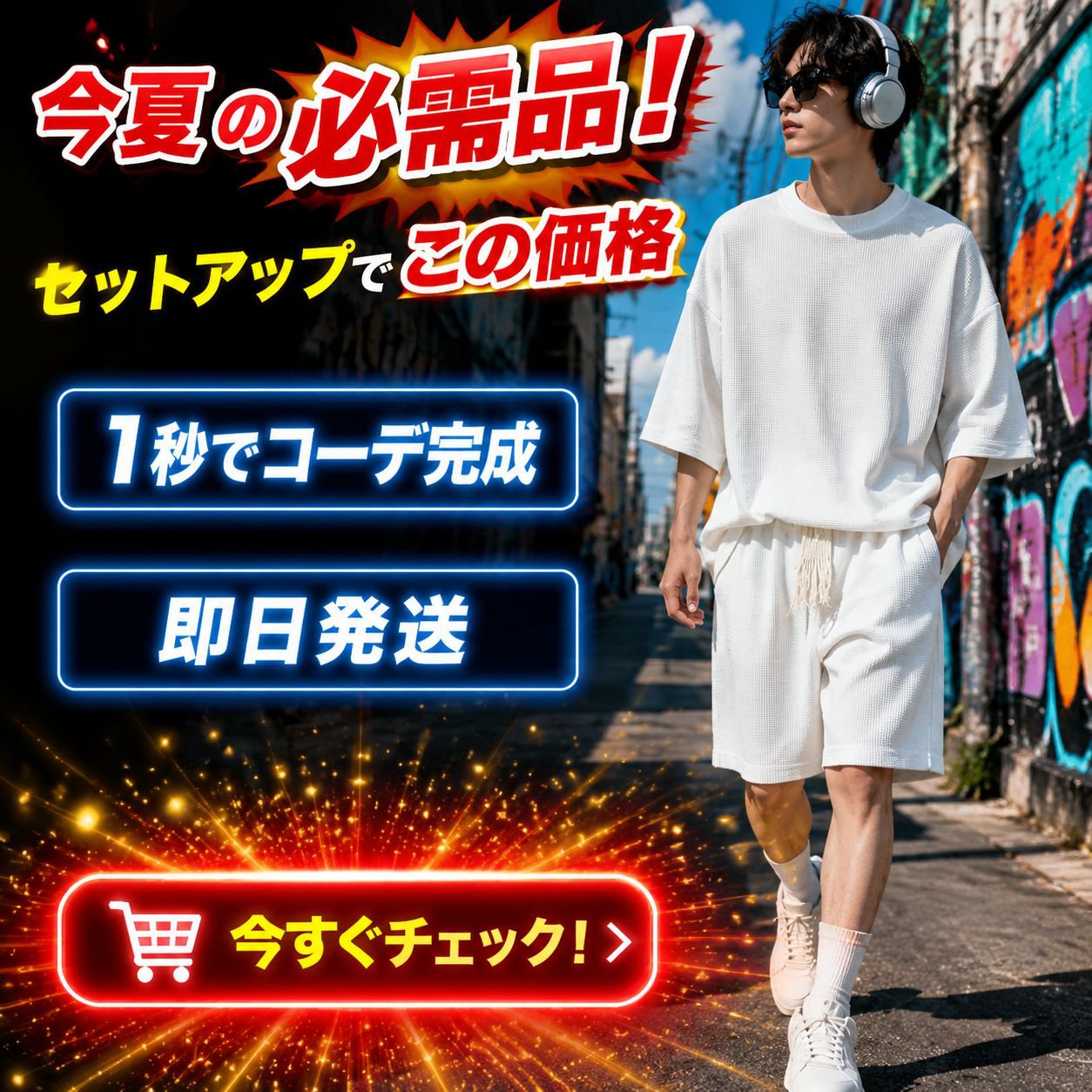ビッグサイズ メンズ ワッフル半袖ショートパンツトレーニングセット