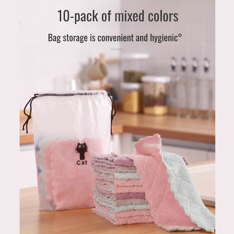 Coral Fleece Kitchen Cleaning Dish Cloth
