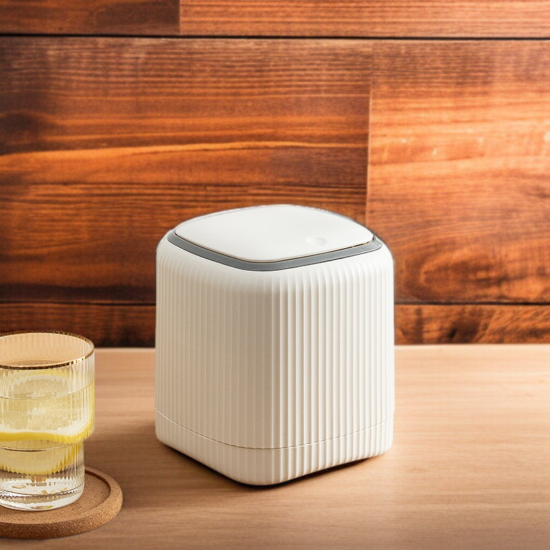 デスクトップゴミ箱 プッシュオープン蓋付き 北欧風デザイン