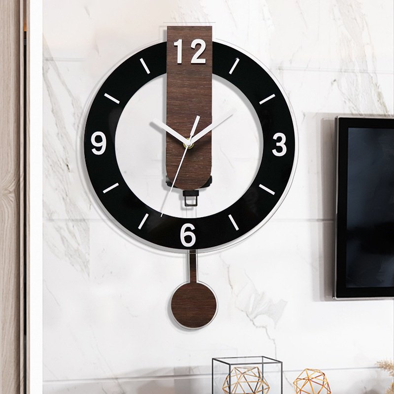 Bedroom Decorative Swing Clock Wall Clock Home Woodgrain Mute Living Room Decoration