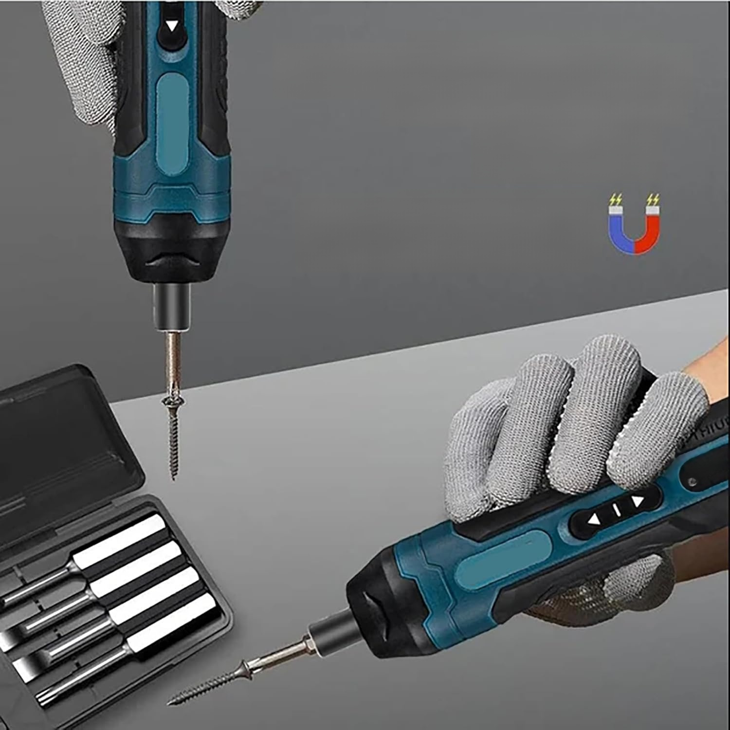 Magnetic bit electric screwdriver with forward and reverse switch