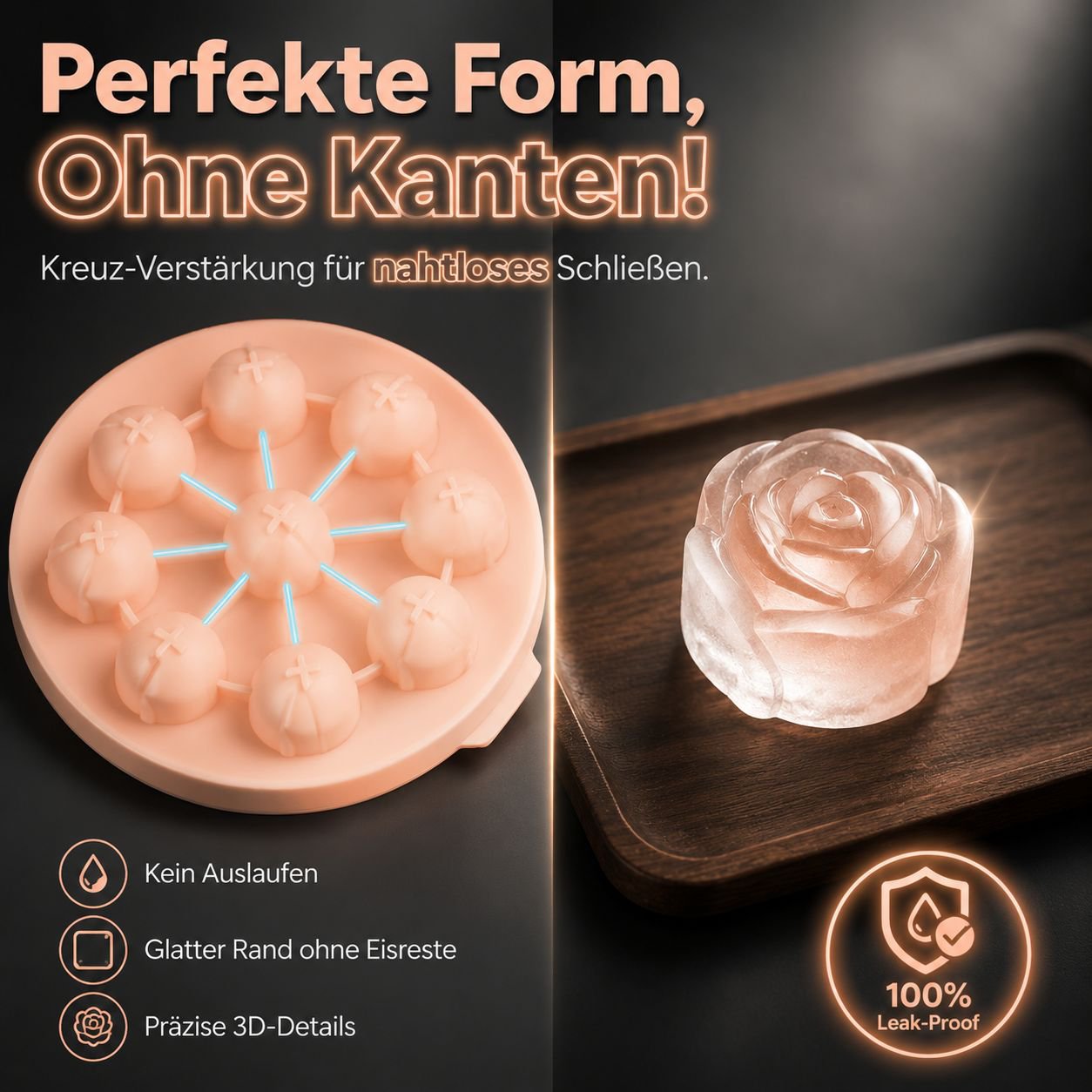 Kreative Silikon-Eiswürfelform in Rosenform, Eismacher für Whisky und Getränke