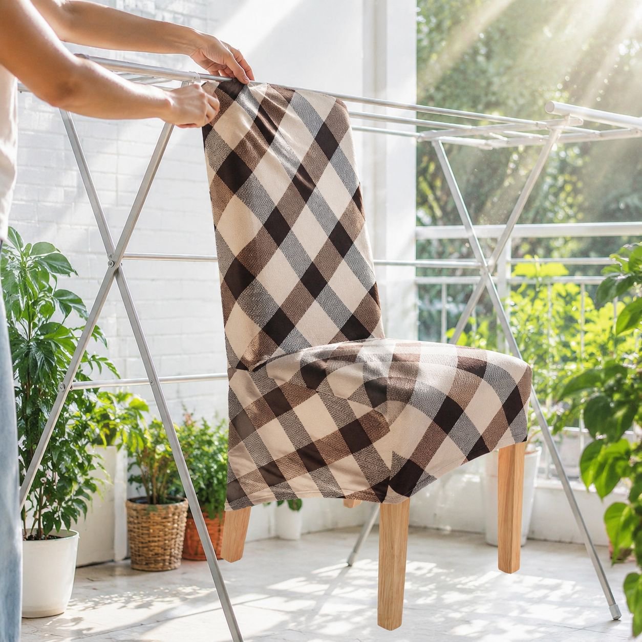 Colorful printed slipcover for office chair protection