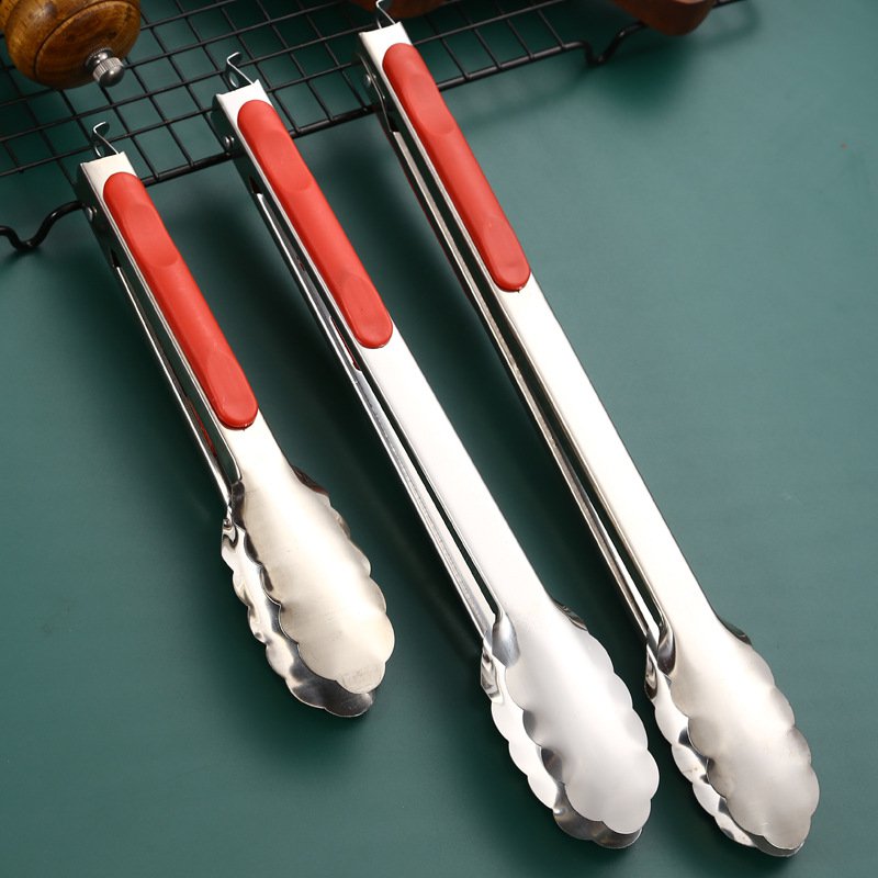 Stainless Steel Food Tongs – Thickened Anti-Scald Bread and BBQ Tongs