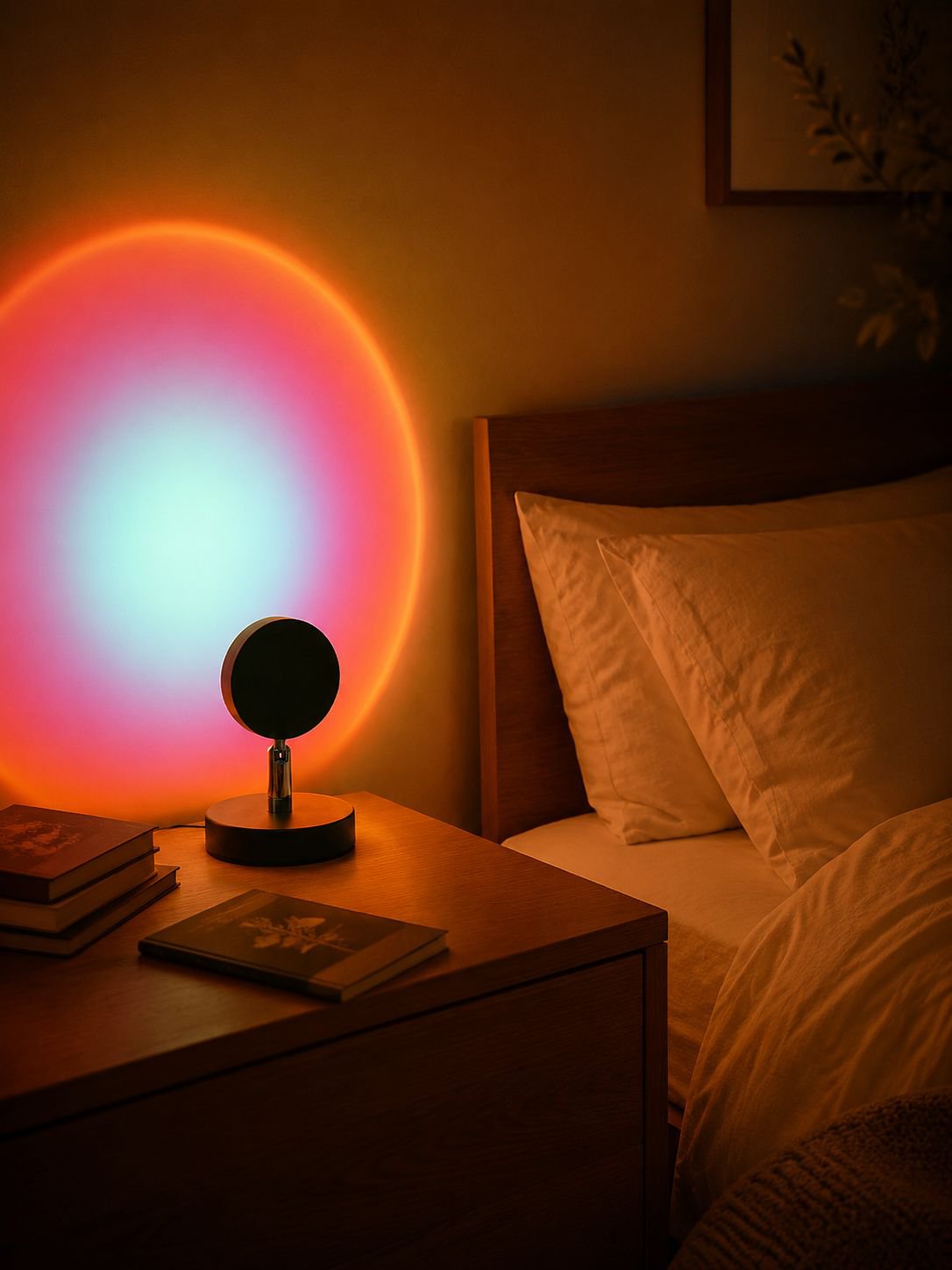 Bedside night light on modern nightstand
