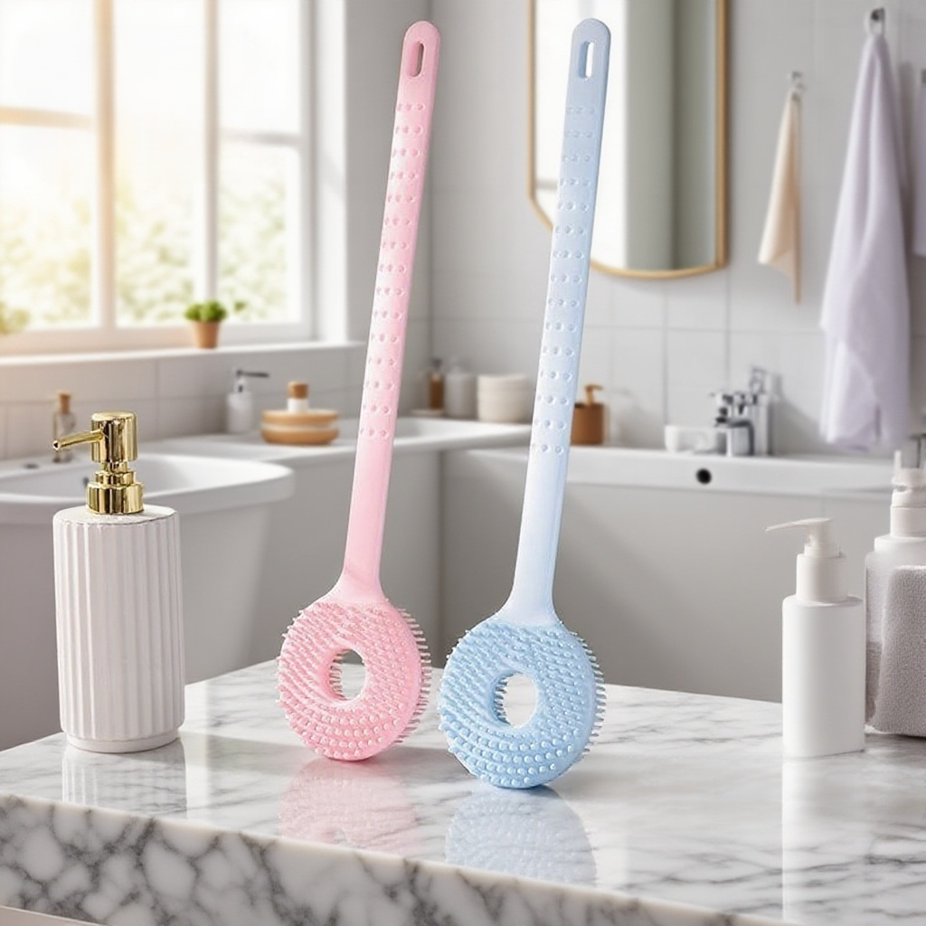 긴 손잡이 목욕 실리콘 목욕 마사지 브러시