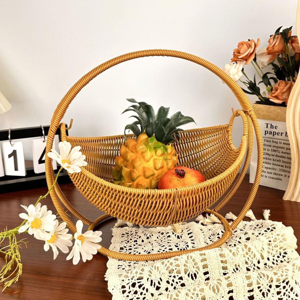 Cesta decorativa de ratán sintético para frutas y snacks
