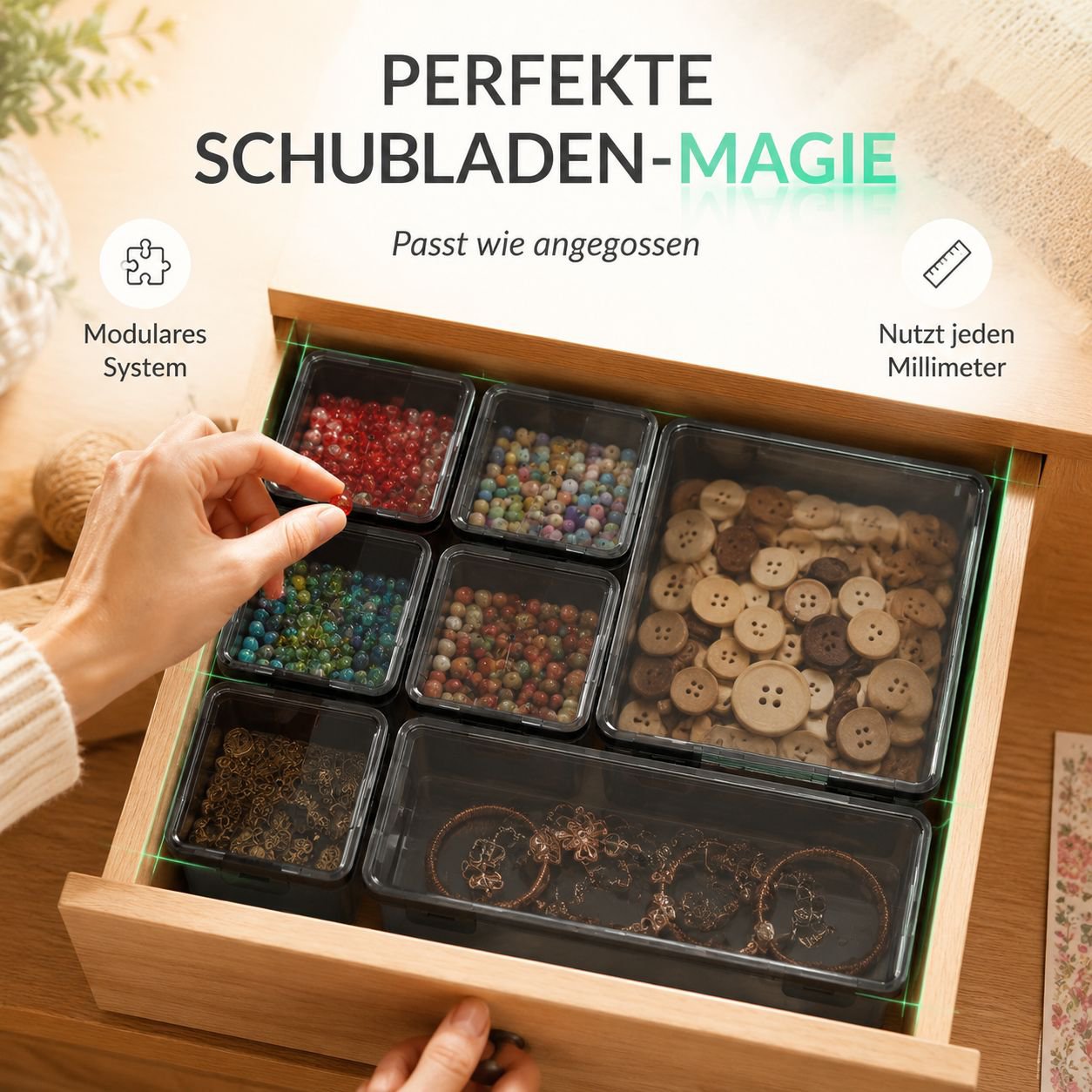 Multifunktionales Teile-Aufbewahrungsset mit Deckel, Werkzeugbox, stapelbar und nestbar