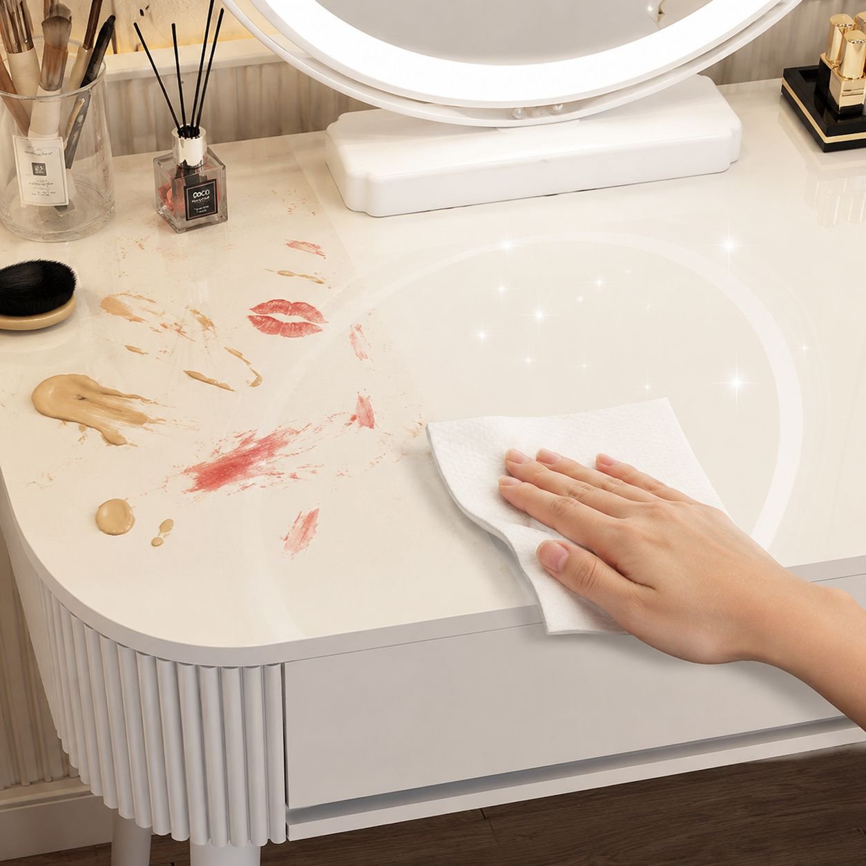 Light Luxury Wabi-Sabi White Dressing Table Simple Bedroom Vanity