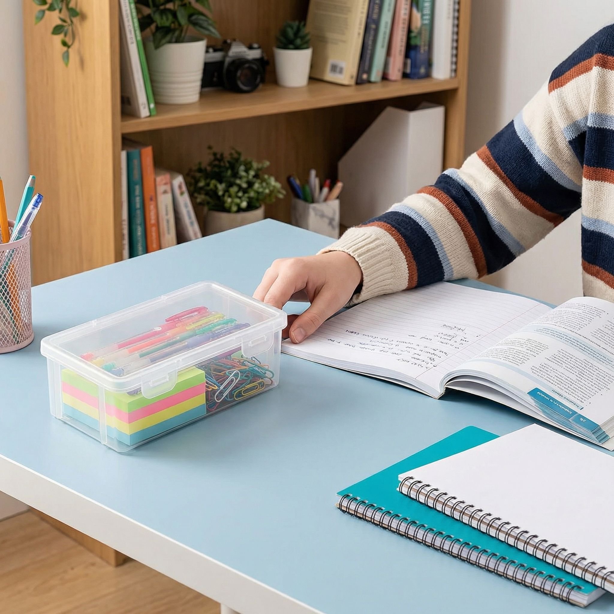 Fully transparent desktop storage box