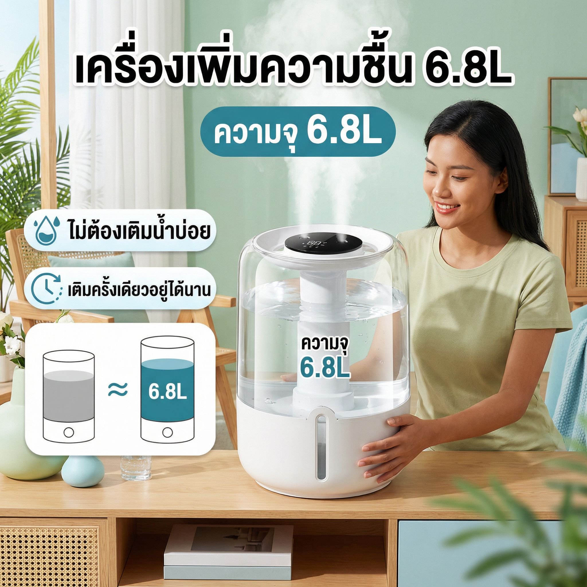 เครื่องเพิ่มความชื้นสำหรับบ้าน กรองอากาศ เงียบ