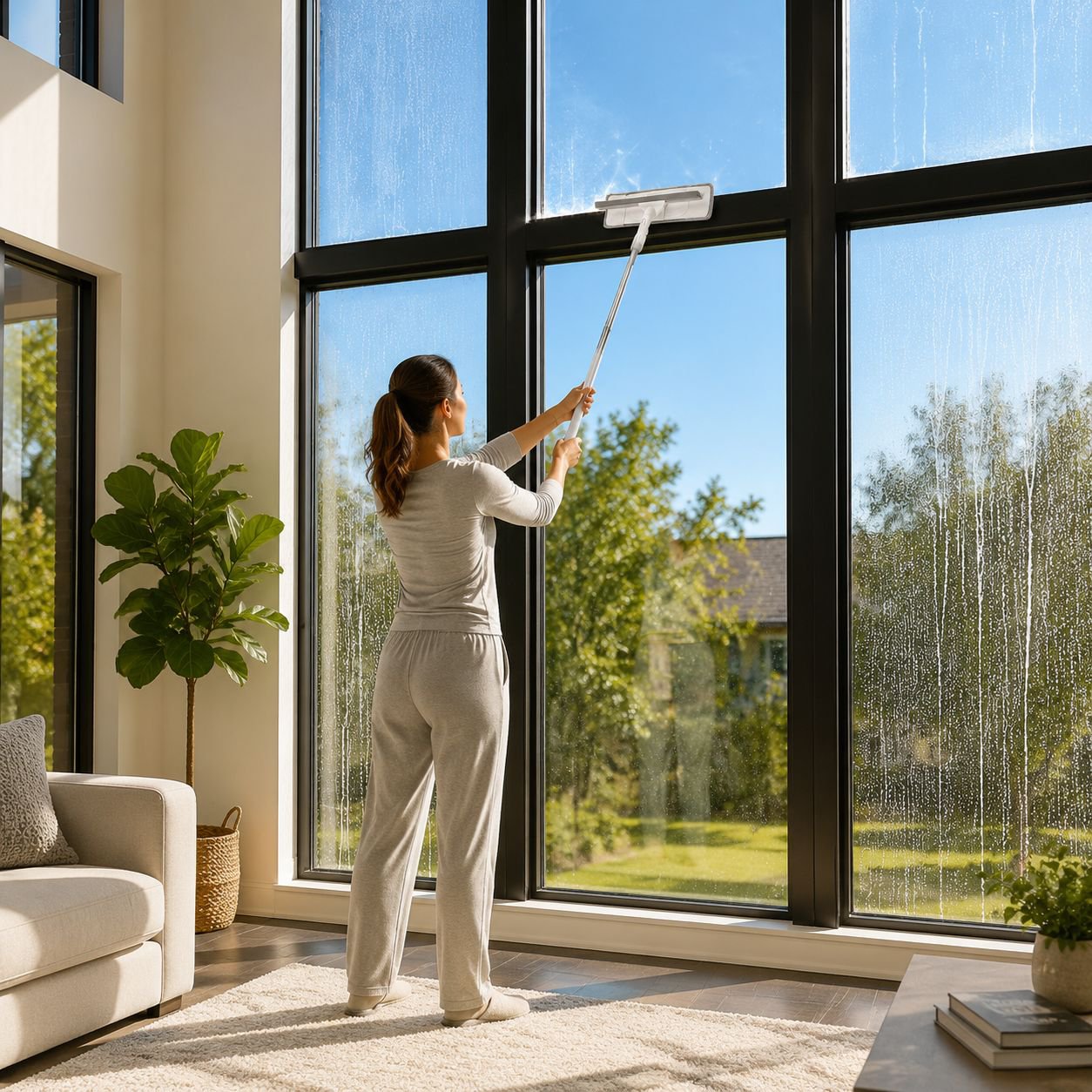 Home Extendable Cleaning Set: Brush, Squeegee & Glass Scraper