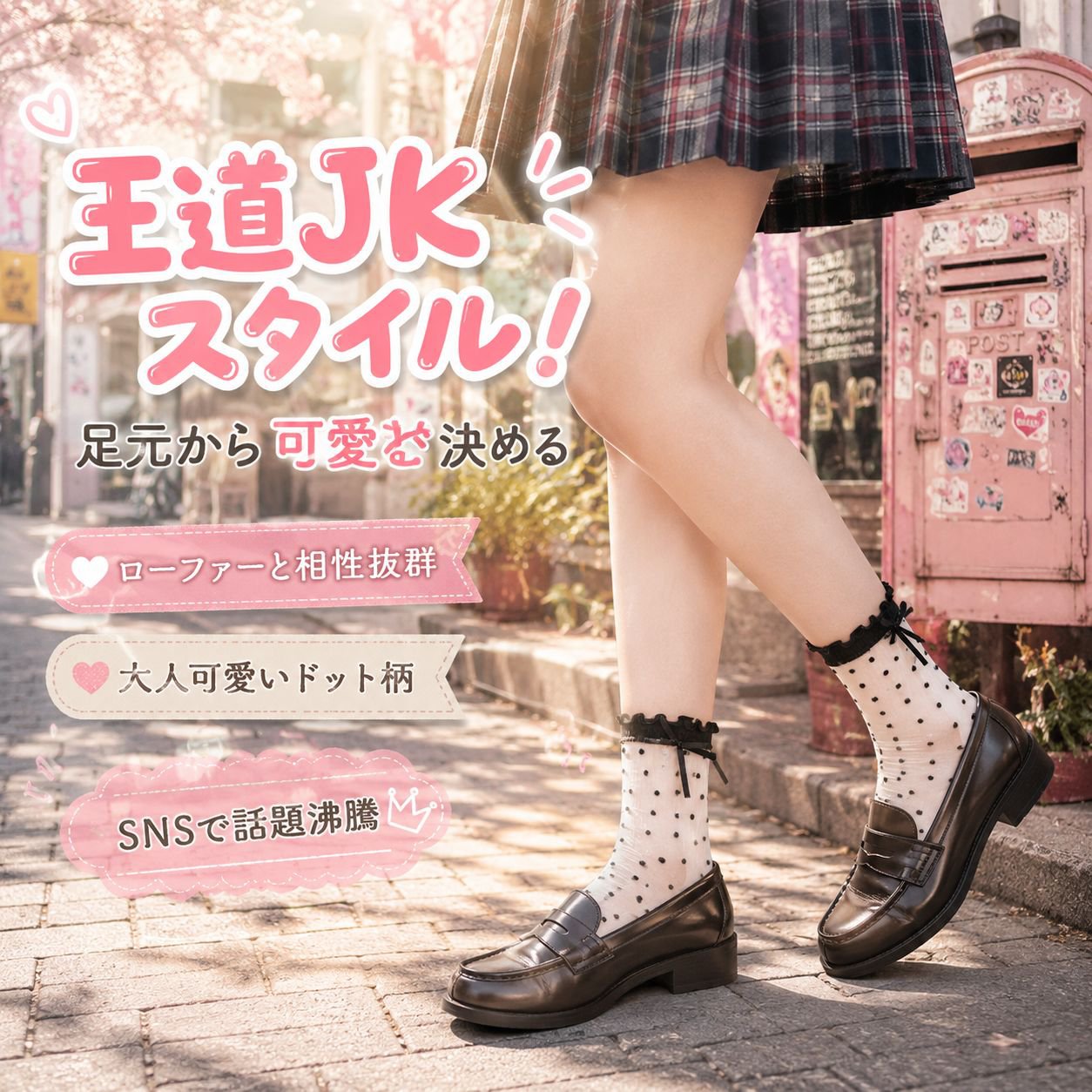  レトロドットレディースソックス