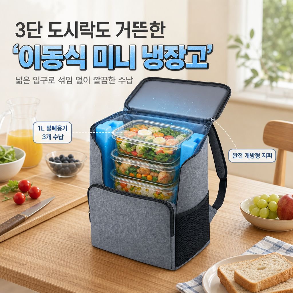 야외용 대용량 아이스 도시락 보온가방 더블포켓