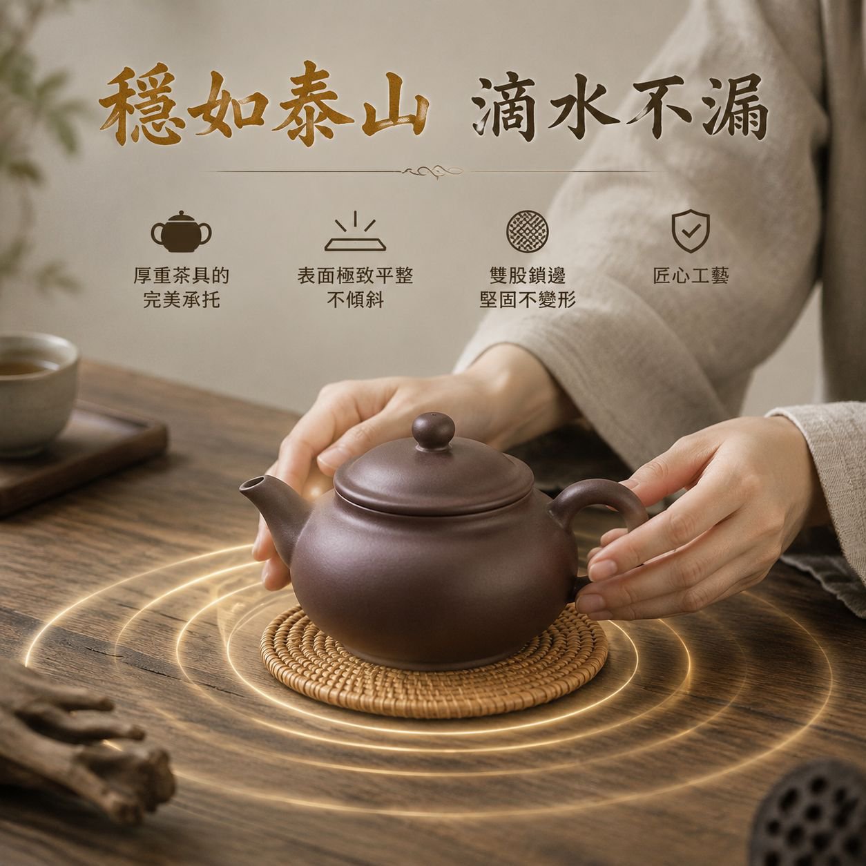 藤製杯墊套裝 6個裝木質杯托家用