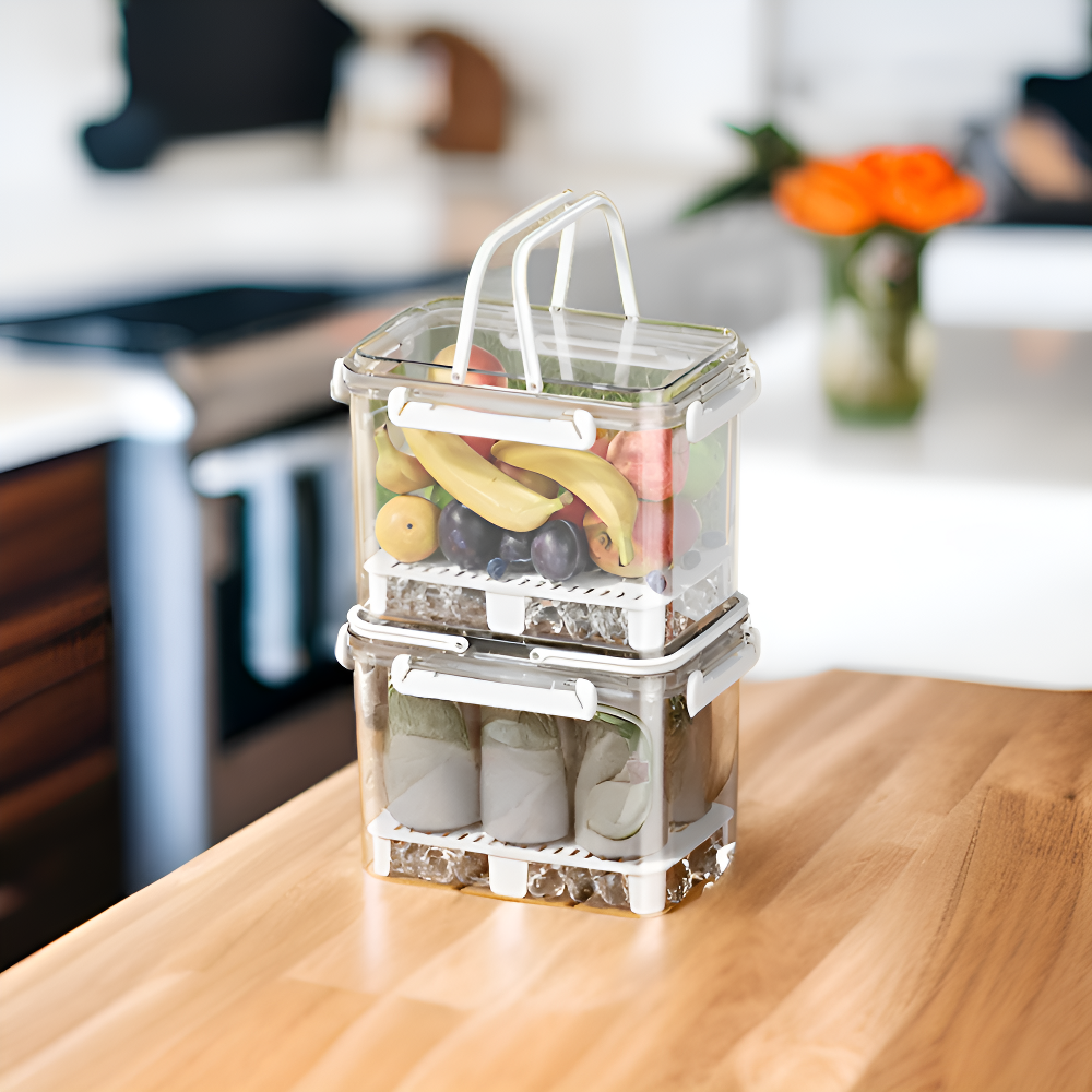 이중층 배수 가능한 식품 보존 용기