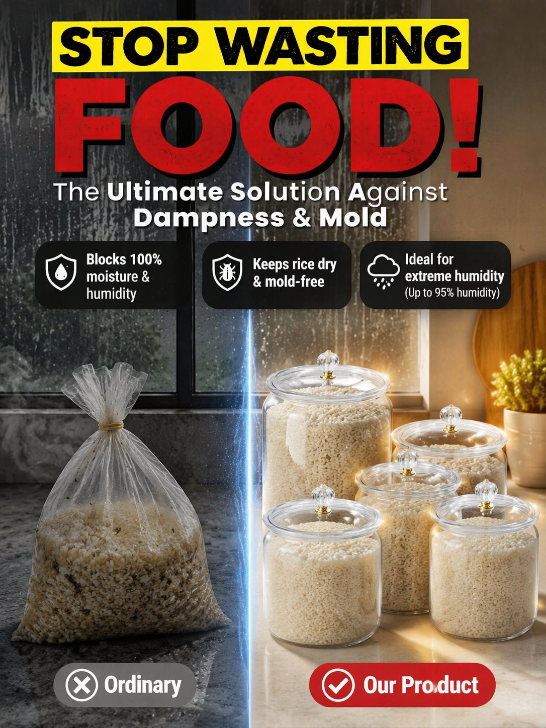 Tarro reutilizable para conservación de alimentos secos