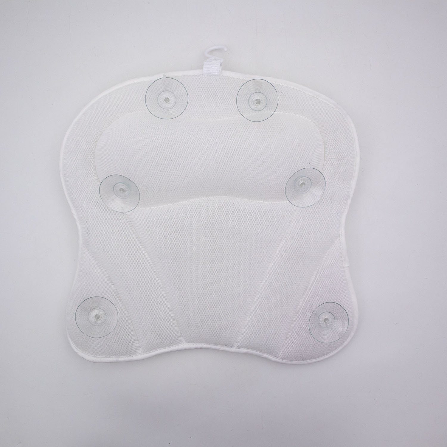 Quick-drying bath pillow with hooks