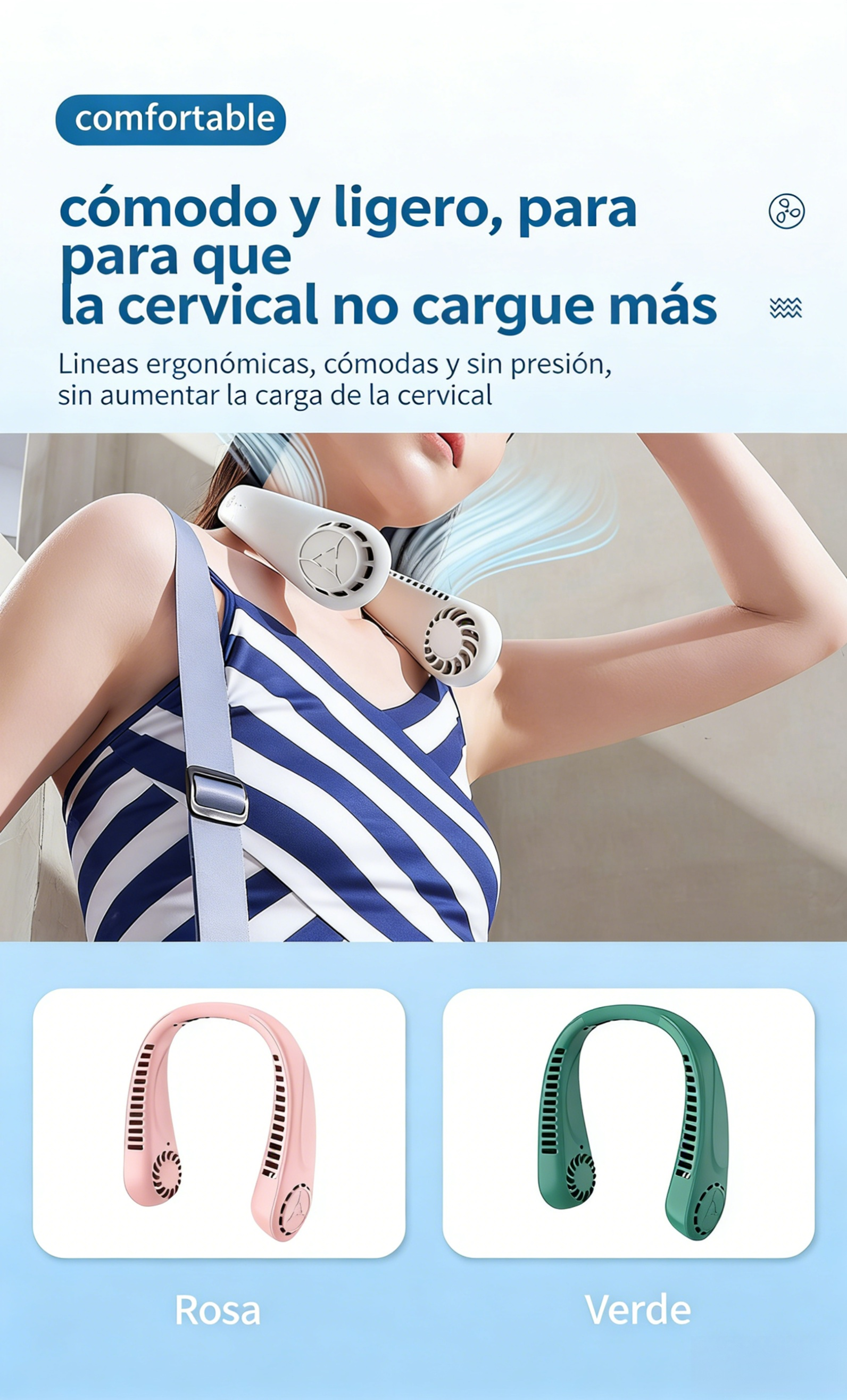 Ventilador portátil de cuello sin aspas en uso
