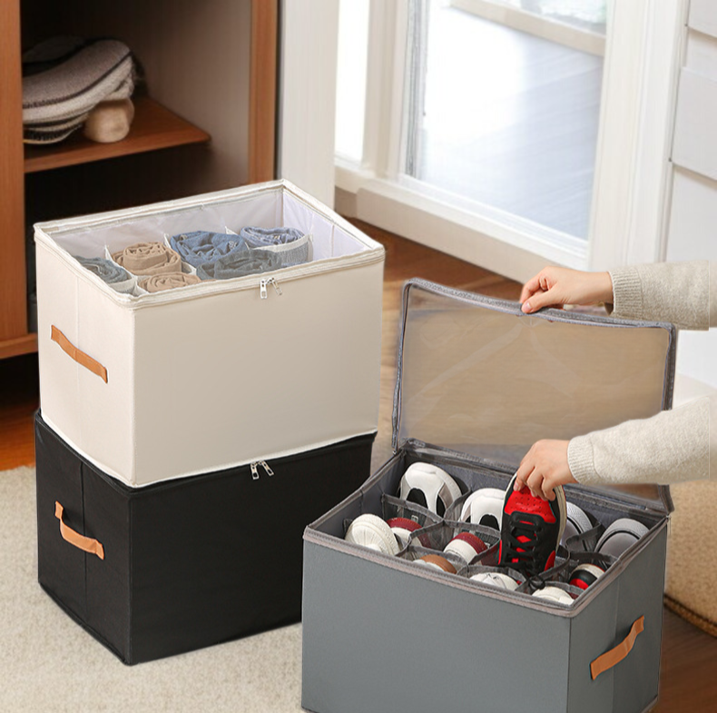 뚜껑 달린 비주얼 신발 케이스 다용도 체크 의류 수납 케이스 접이식 뚜껑 달린 비주얼 신발 케이스 신발 수납 케이스