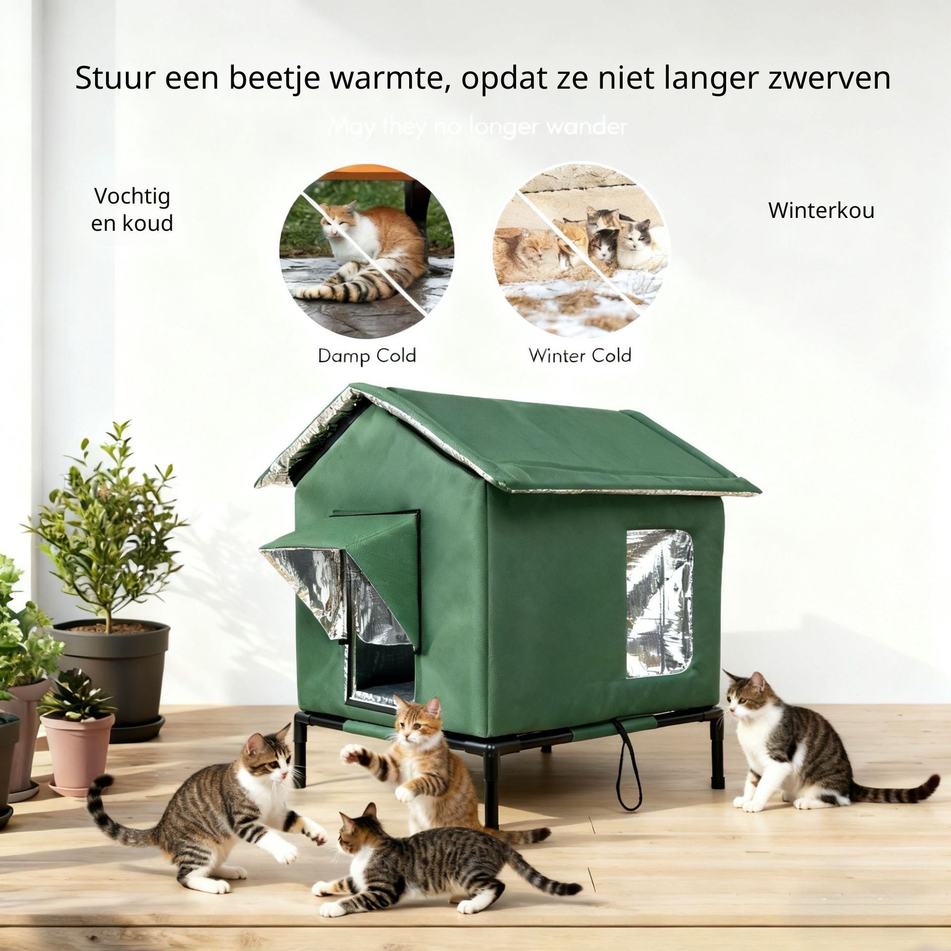 Verstelbaar kattenhok geschikt voor buitengebruik