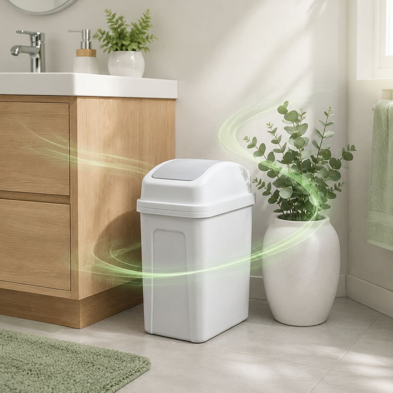Household Trash Can with Handle and Swing Lid Design