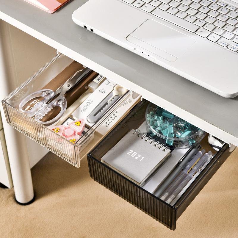 Punch-free drawer storage box under the desk hidden pen holder office sundries storage box student d