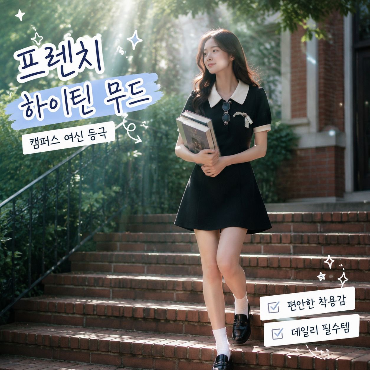 자녀 블랙 A라인 스커트 원피스