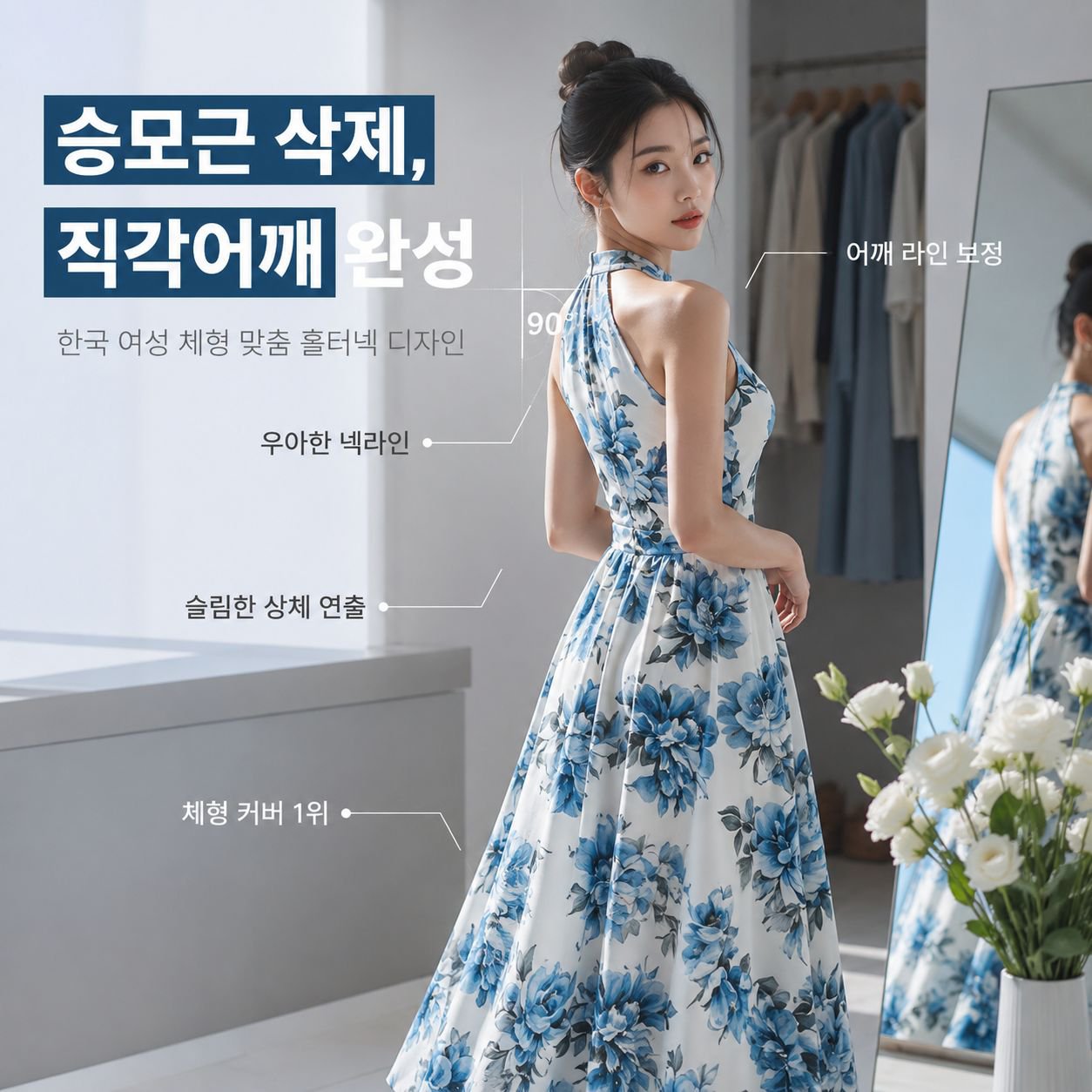우아하고 섹시한 프린트 롱 플레어 원피스 여성