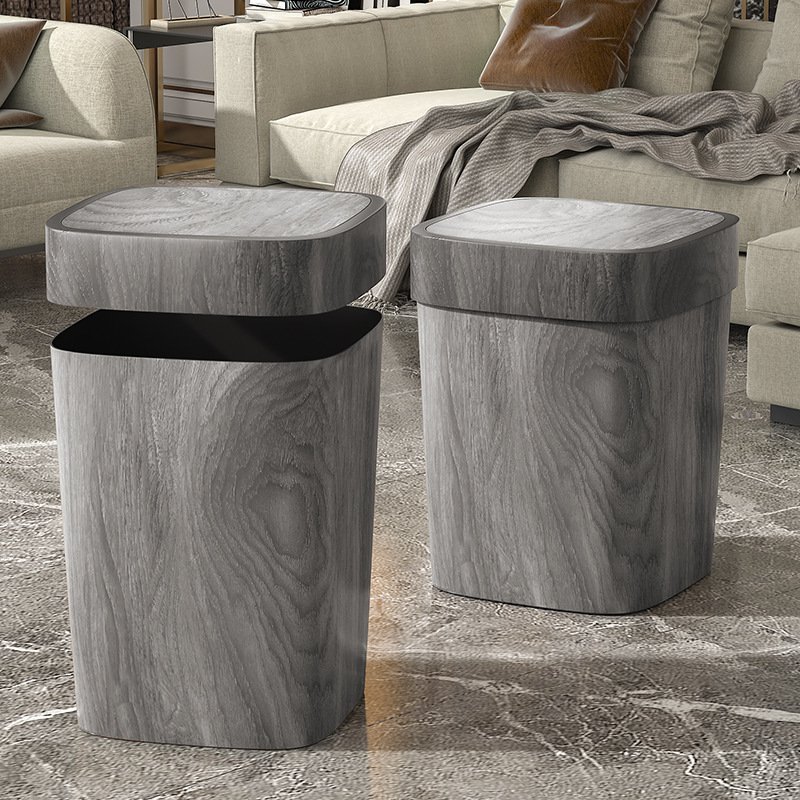 Nordic Minimalist Wooden Texture Waste Bin