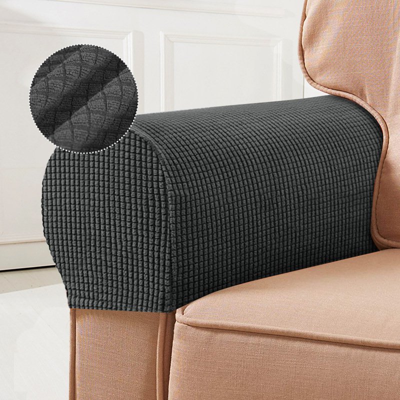 Plaid Fabric Sofa Armrest Protector Stretch Cover for All Seasons