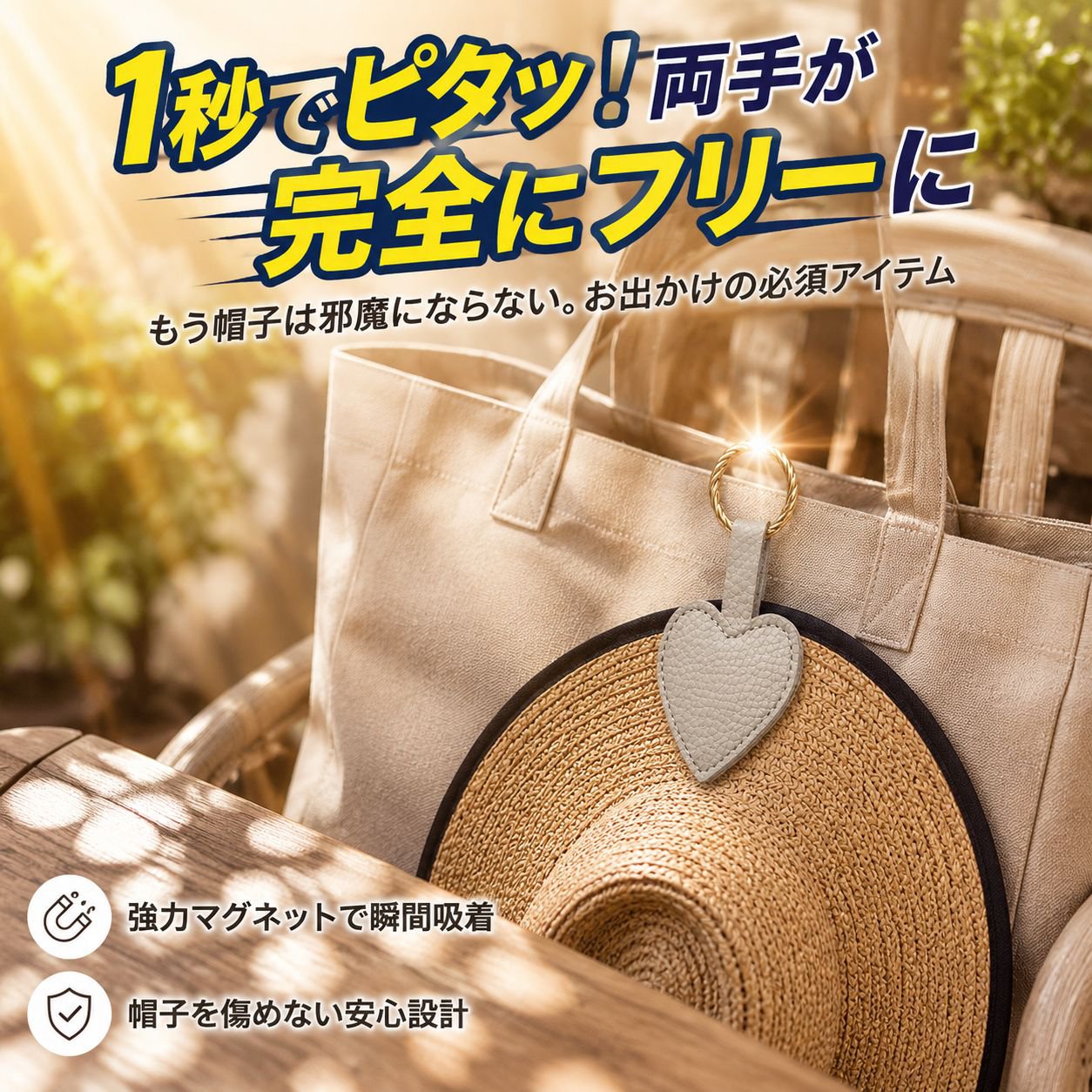 レザー製マグネット帽子クリップ