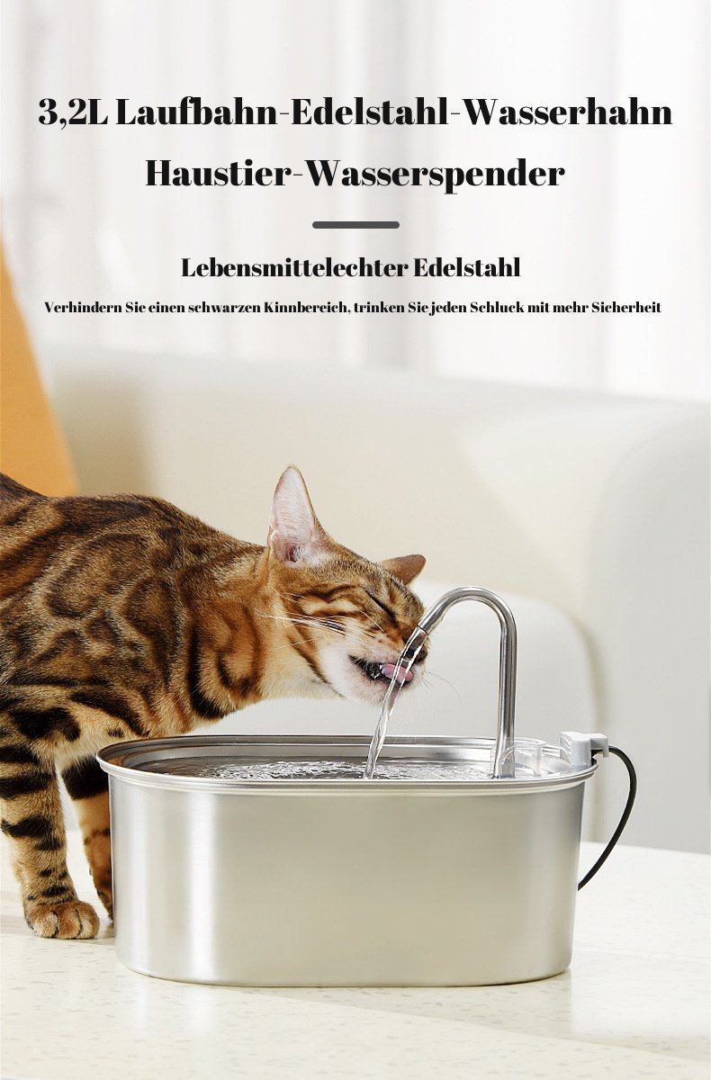 Edelstahl-Katzenbrunnen mit integriertem Filtersystem