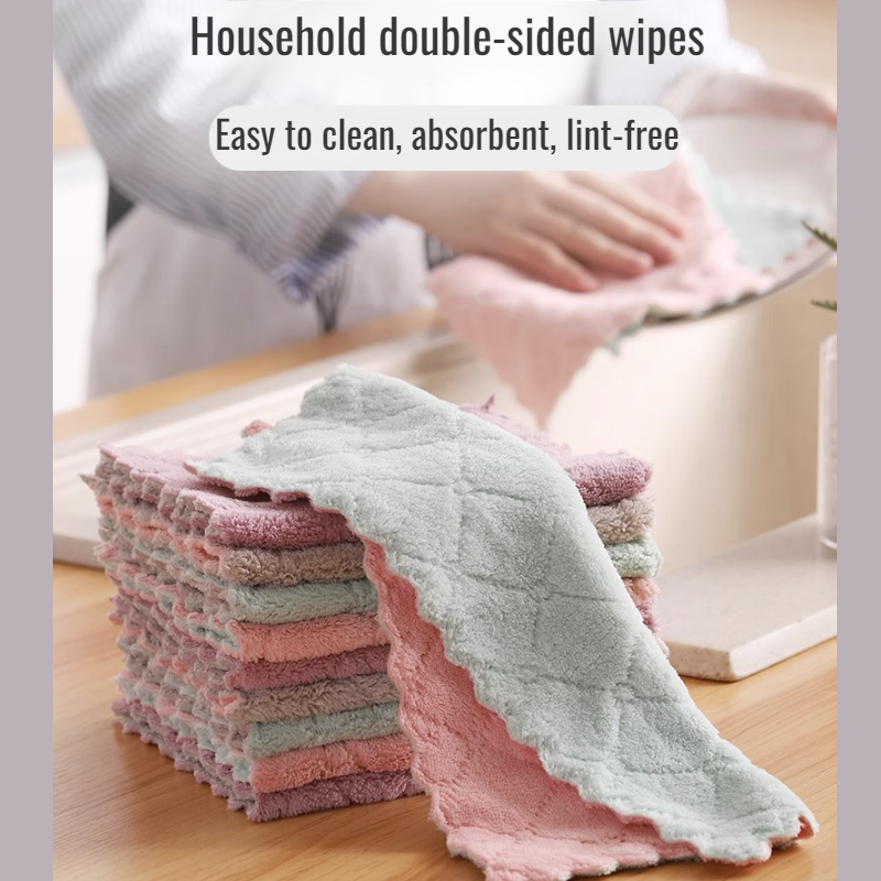 Coral Fleece Kitchen Cleaning Dish Cloth