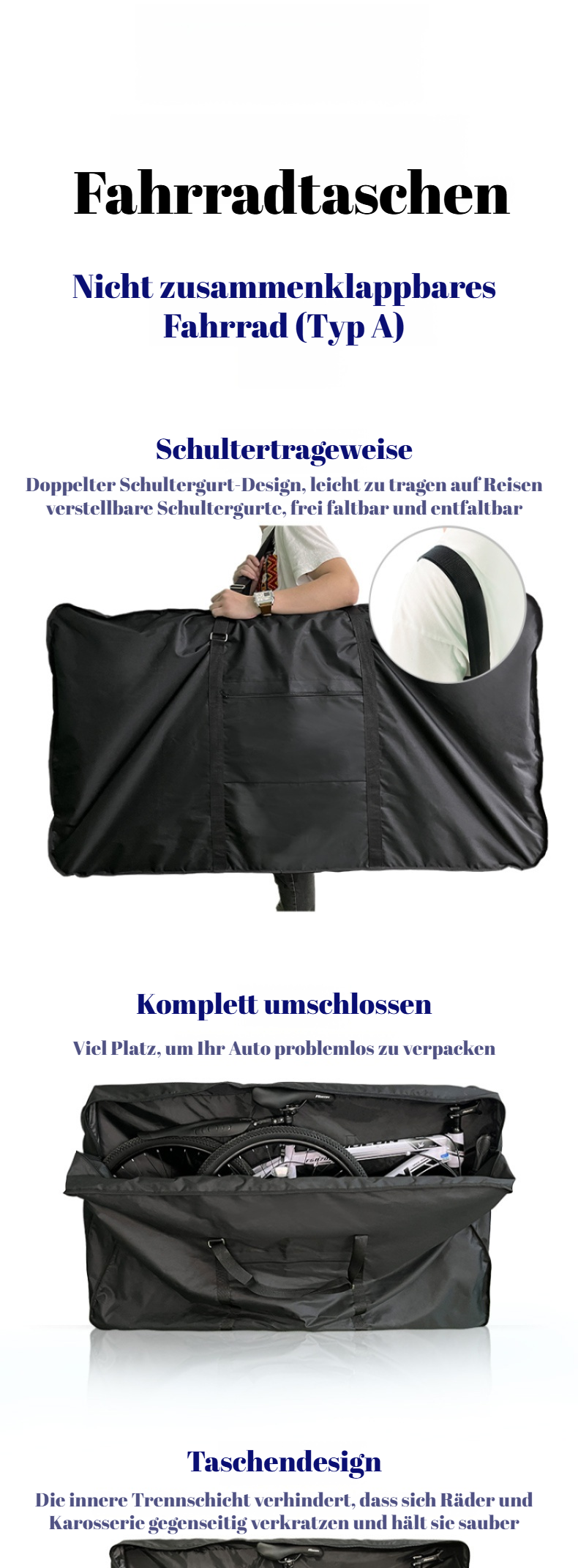 Wasserfeste Fahrrad-Transporttasche für sicheren Fahrradtransport