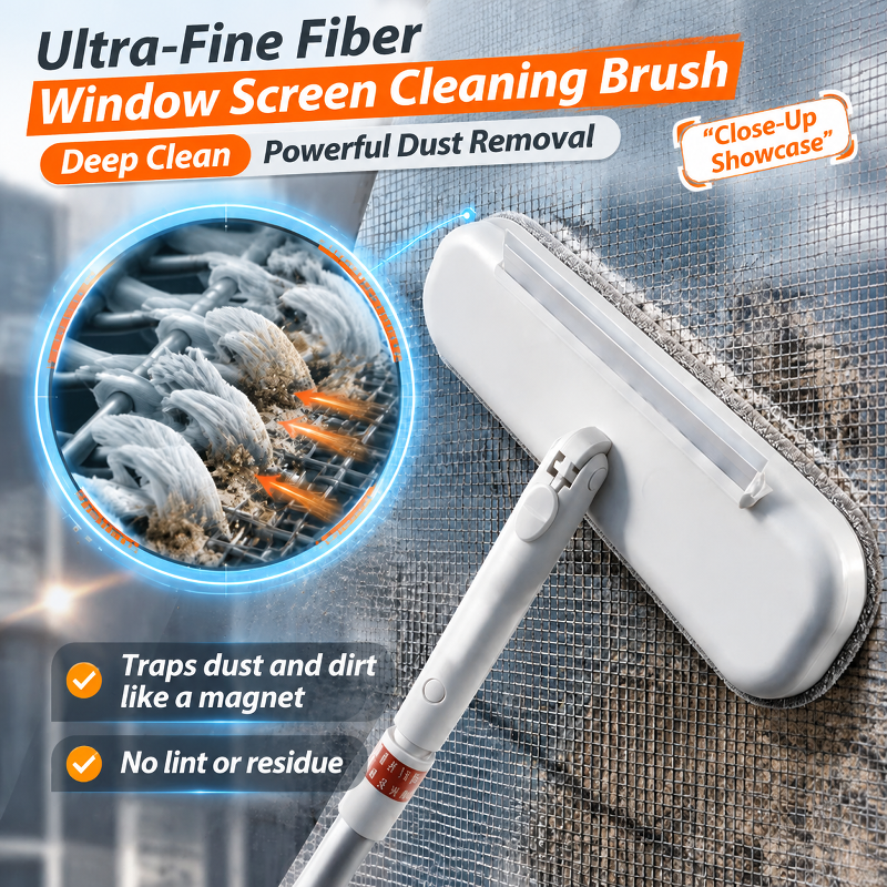 [Scraper and Brush in One] Retractable Double-Sided Screen Window Brush