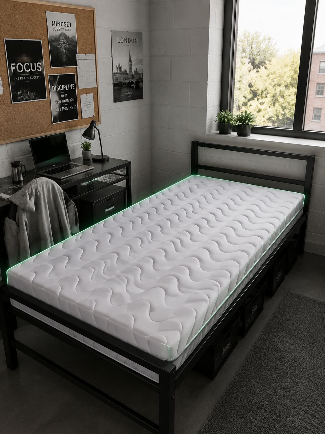 High-density foam mattress for bunk bed support