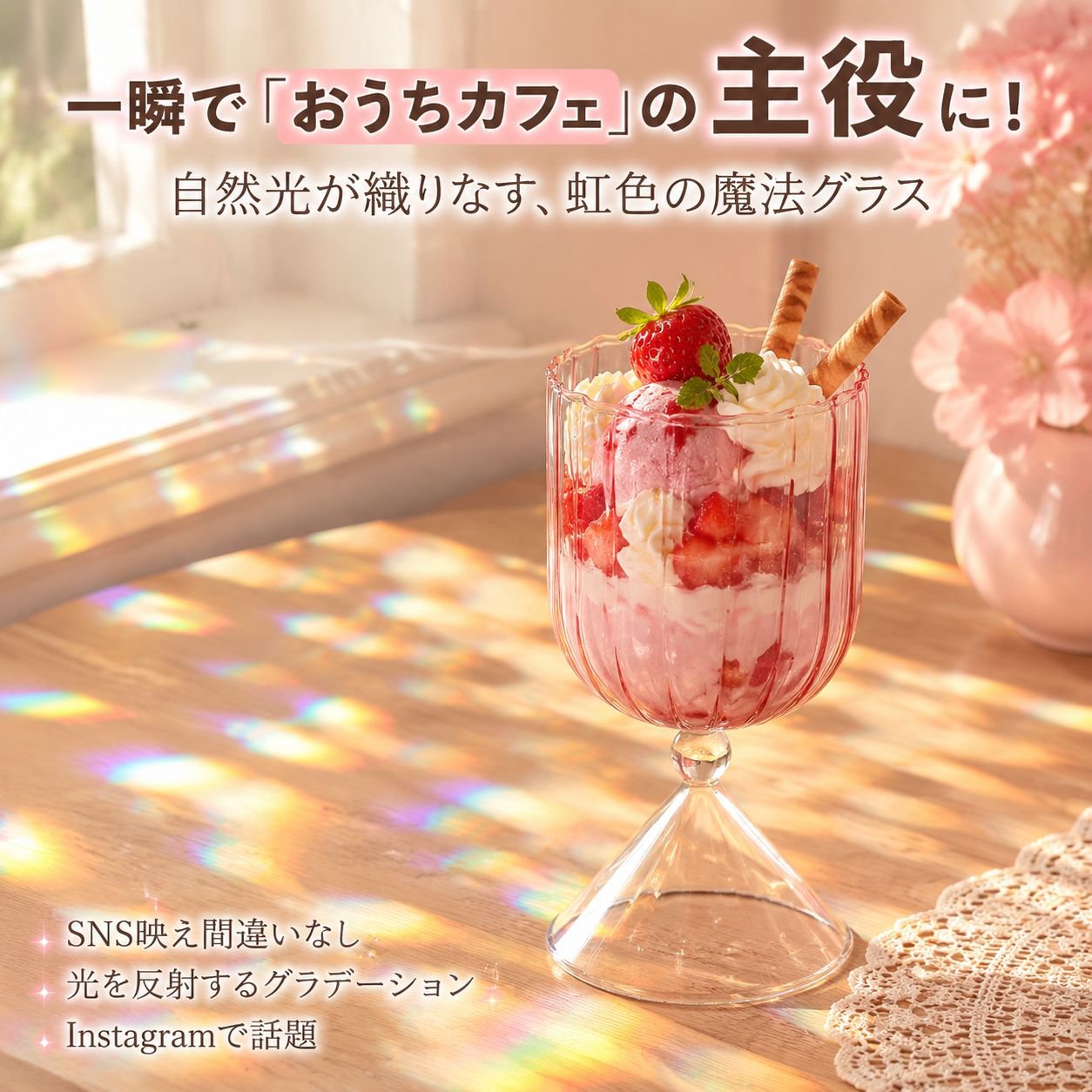 グラデーションデザートガラスカップ 高脚プリン・アイスクリームカップ