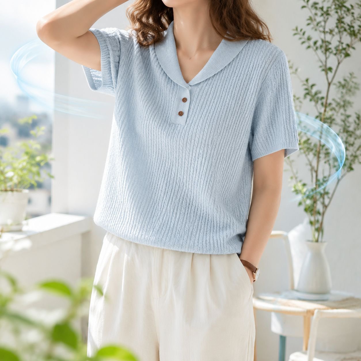 Modischer Halbarm Strickpullover