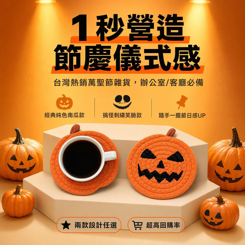南瓜造型棉繩編織隔熱杯墊桌面裝飾