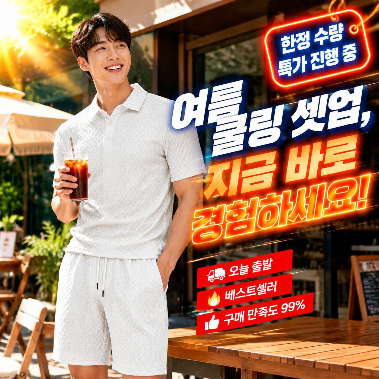 남성 반팔 자카드 캐주얼 스포츠 얇은 폴로 셔츠 세트